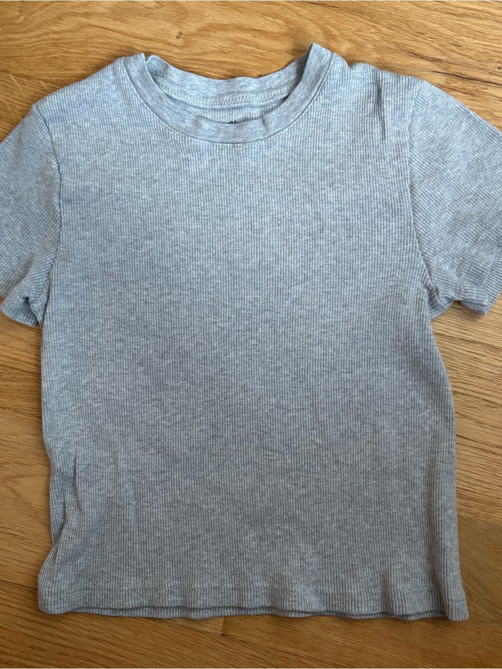 Short Sleeve Ribbed Tee - Light Gray